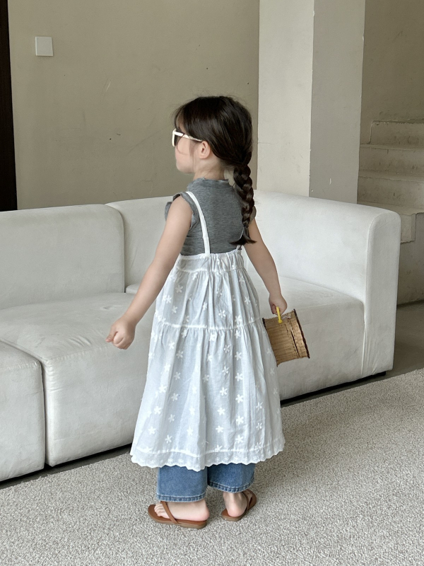 Dječja suknja s trakama od pamuka, casual sling stil, jednobojna, mekano obrađeno platno, podstava od pamuka (uzrast 3–8 godina)