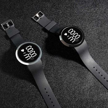 Unisex digitalni sat s velikim brojevima, svijetli zaslon, dodirni TFT zaslon i karbonsko kućište