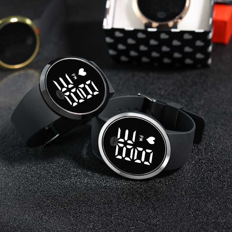 Unisex digitalni sat s velikim brojevima, svijetli zaslon, dodirni TFT zaslon i karbonsko kućište