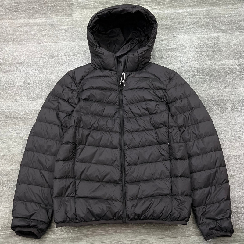 Geacă de puf cu umplutură din puf de gâscă alb, 100% puf, cu glugă și fermoar