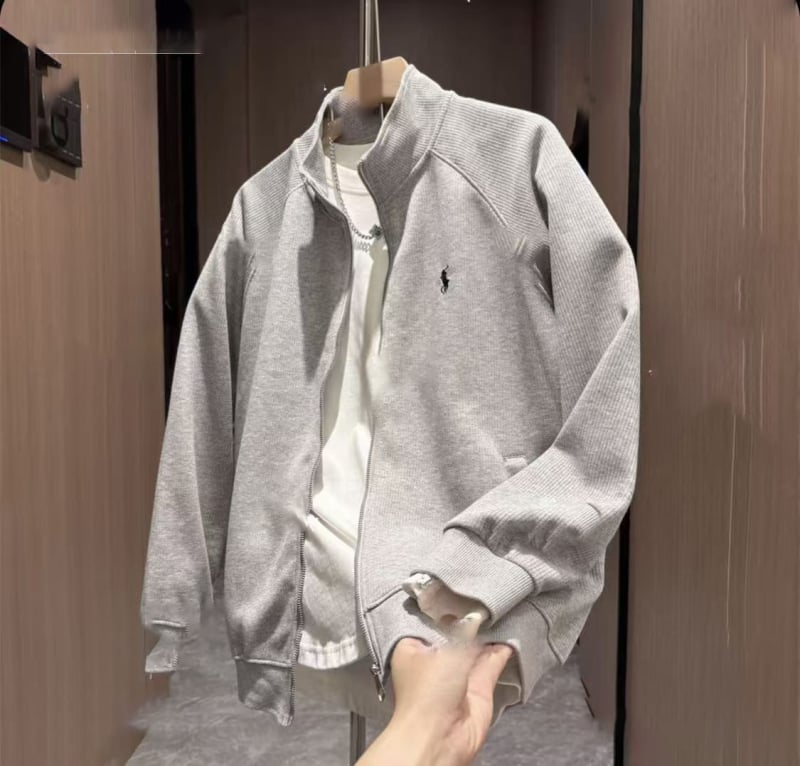 Férfi kardigán pulóver cipzárral és álló gallérral — őszi casualdzseki, laza szabás, hosszú ujjú, fő anyag: nyúl szőre 71–80% + poliészter