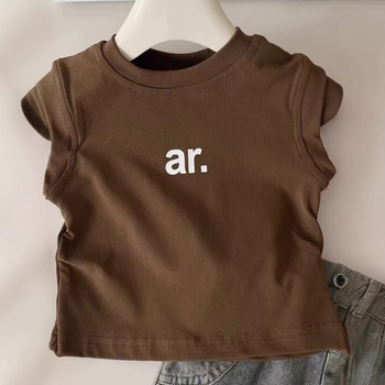 3-8 éves gyermekeknek: Koreai stílusú nyári két darabos készlet – póló és denim rövidnadrág, 90% pamut