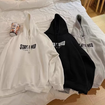 Vyrų megztinis su gobtuvu, Amerikos abėcėlės atspaudais, Honkongo stilius, plus dydis, kasdienis miesto džemperis