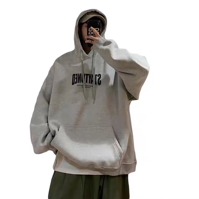 Vyrų megztinis su gobtuvu, Amerikos abėcėlės atspaudais, Honkongo stilius, plus dydis, kasdienis miesto džemperis