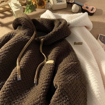 Vyriskas gobtuvinės fliso striukes džemperis su gobtuvu, oversize kirpimas, žiemai, poliesterio audinys 91–95%, ilgos rankovės, kišenės su aplikacijomis