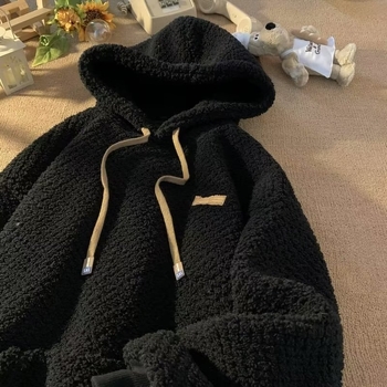 Vyriskas gobtuvinės fliso striukes džemperis su gobtuvu, oversize kirpimas, žiemai, poliesterio audinys 91–95%, ilgos rankovės, kišenės su aplikacijomis