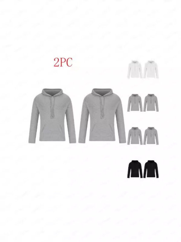 Vyrų dviejų dalių džemperių su gobtuvu komplektas, laisvas kirpimas, apvalus kaklas, ilgomis rankovėmis, poliesterio 96%+