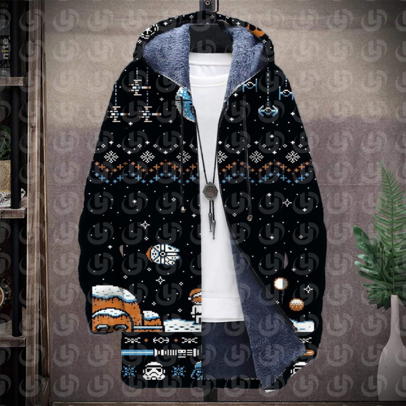 Muški zimski kaput, ležerni kroj, zatvarač, print, okrugli ovratnik