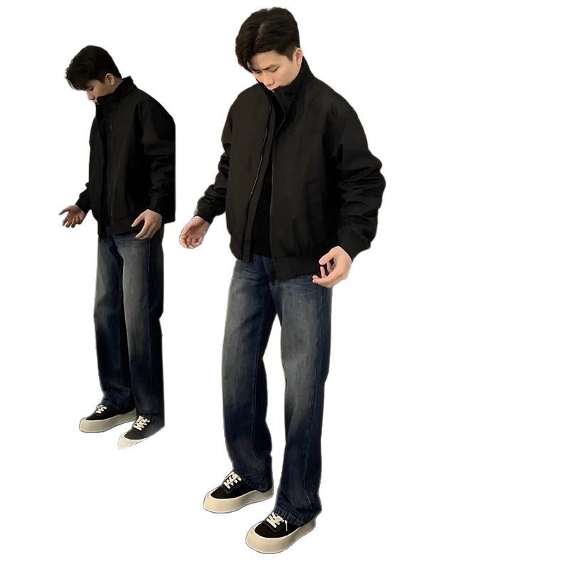 Muška jakna mladenačkog stila sa stojećim ovratnikom, zatvaračem, udoban kroj