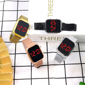 Електронен часовник за ученици, правоъгълен циферблат, цифров дисплей, електронно движение, корпус от сплав