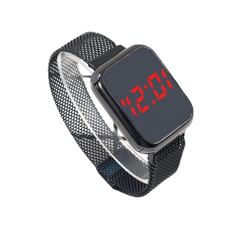 Електронен часовник за ученици, правоъгълен циферблат, цифров дисплей, електронно движение, корпус от сплав