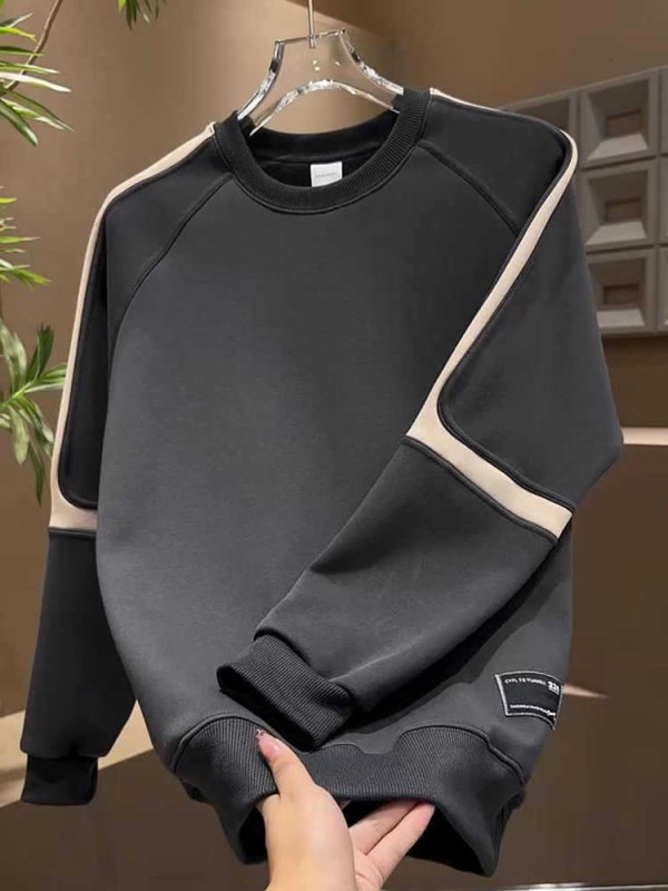 Vyrų Amerikos retro džemperis su apvaliu kaklu, laisvas kirpimas, medvilnė 71–80%