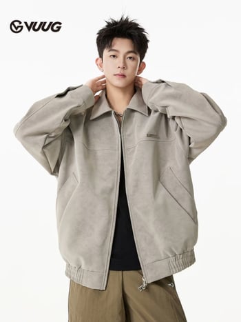 Kožna jakna sa stojećim ovratnikom, široka kroj, bez kapulje, detalj na zipu, bočni džepovi – za proljeće i jesen