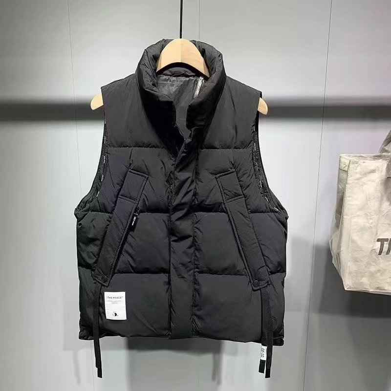 Muška vest Harajuku stil, Oxford tkanina, poliestersko punjenje, uski kroj