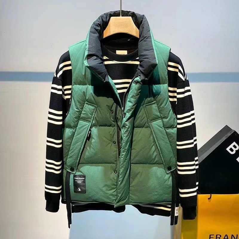 Muška vest Harajuku stil, Oxford tkanina, poliestersko punjenje, uski kroj