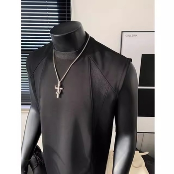 Meeste varrukateta T-särk vest, vaba lõikega, polüesterkangas, 96% polüester, nooruslik sportlik stiil