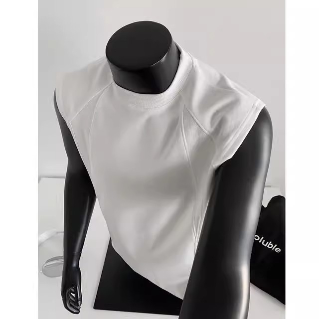 Meeste varrukateta T-särk vest, vaba lõikega, polüesterkangas, 96% polüester, nooruslik sportlik stiil