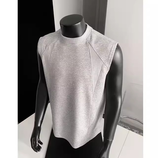 Meeste varrukateta T-särk vest, vaba lõikega, polüesterkangas, 96% polüester, nooruslik sportlik stiil