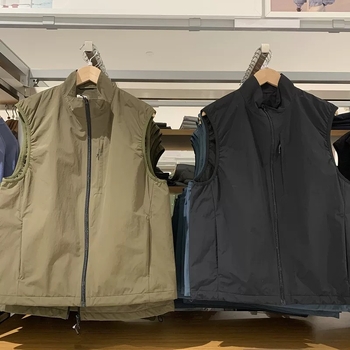 Szélvédő mellény kardigán szabadtéri sportokhoz, álló gallérral és cipzárral, poliészter anyagból, tavasz–őszre