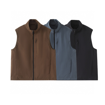 Szélvédő mellény kardigán szabadtéri sportokhoz, álló gallérral és cipzárral, poliészter anyagból, tavasz–őszre