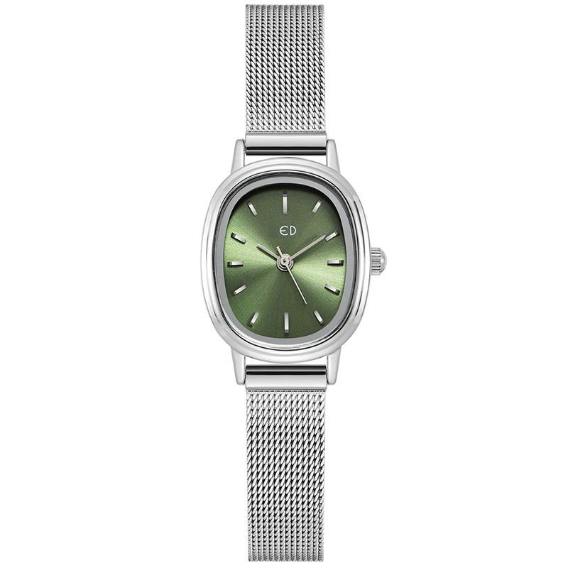 Ženski sat s ovalnom mrežastom narukvicom – vodootporan do 30 m, kvarcni mehanizam, narukvica od nehrđajućeg čelika, kućište od legure