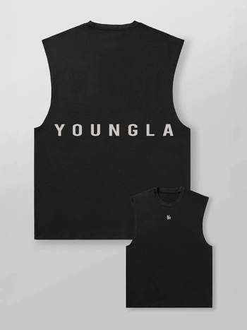 YOUNGLA sport vest kirjaprindiga – Loose Fit, puuvill, suvi 2025