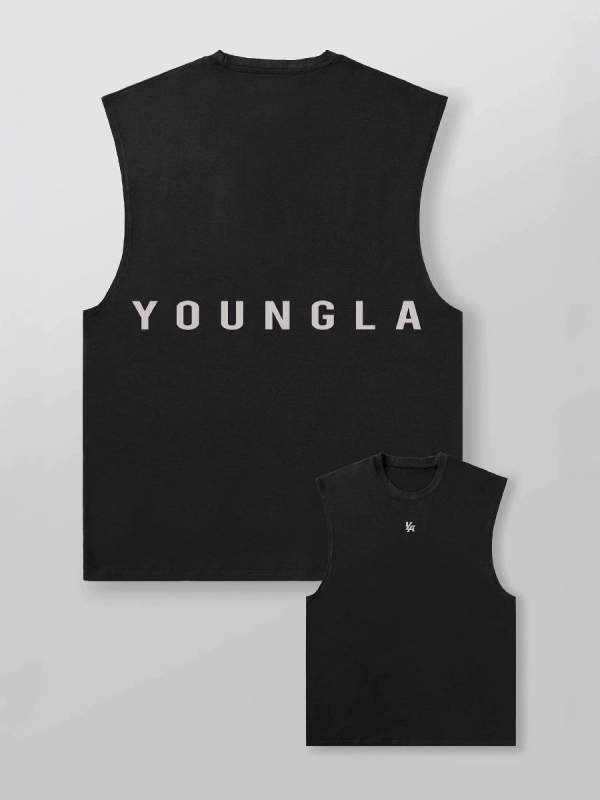 YOUNGLA sport vest kirjaprindiga – Loose Fit, puuvill, suvi 2025