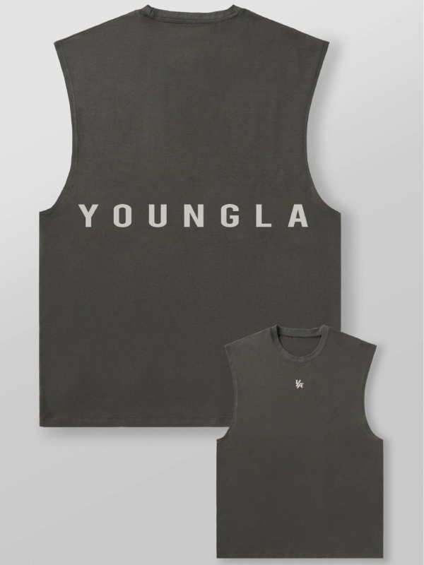 YOUNGLA sport vest kirjaprindiga – Loose Fit, puuvill, suvi 2025