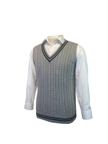 Unisex kootud V-kaelusega pullover, slim-fit, keeratud lille muster, polüesterkiud, kevad-sügis