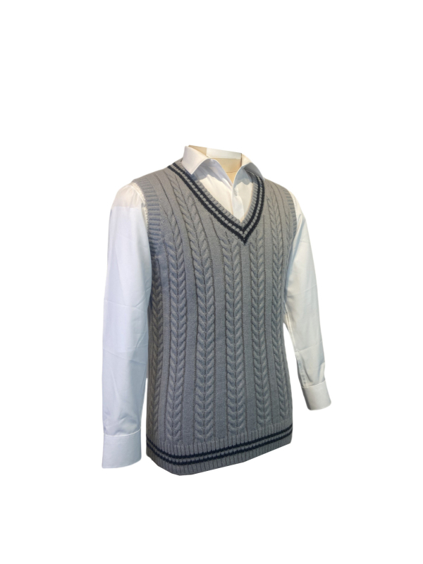 Unisex kootud V-kaelusega pullover, slim-fit, keeratud lille muster, polüesterkiud, kevad-sügis