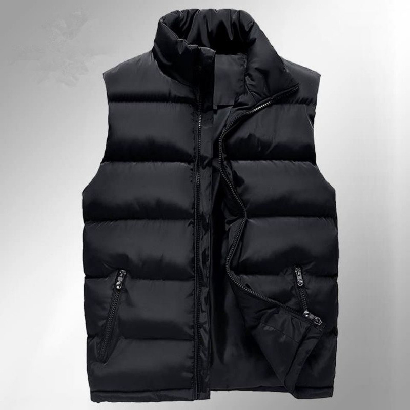 Muška vesta s punom od pamuka, korejskog stila, slobodan kroj, zatvarač, poliester mješavina (80% poliester)