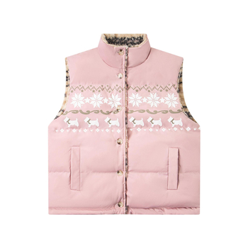 Unisex dvostrano nošiva vesta s uzorkom Fair Isle, američki retro stil, debela zimska pamučna vest