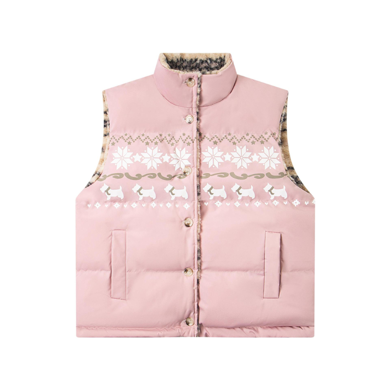 Unisex dvostrano nošiva vesta s uzorkom Fair Isle, američki retro stil, debela zimska pamučna vest