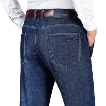 Muške traperice - pamukasti denim, flis podstava, visok pojas, slobodan ravni kroj, zimi