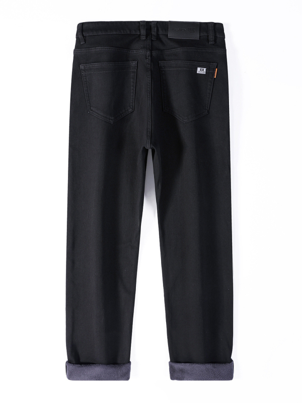 Vīriešu džinsi ar flīsu oderi, taisns siluets, viduklis vidējā augstumā, rāvējslēdzēja aizdare