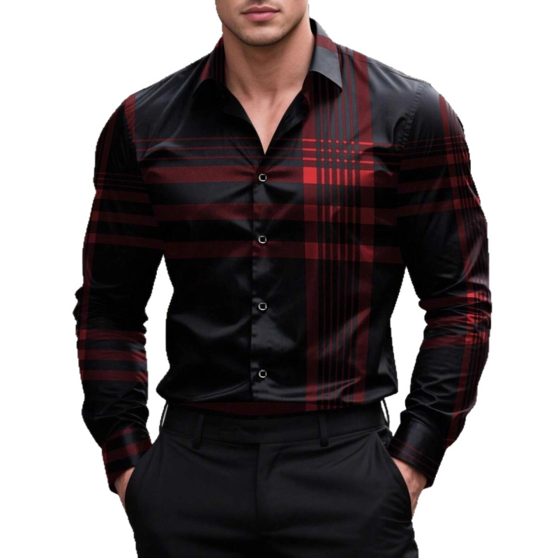 Muška košulja s dugim rukavima, prugasti print, uski kroj, proljetno-jesenski casual-business stil