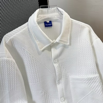 Muška košulja, široki kroj, duge rukave, šiljasti ovratnik, jacquard waffle uzorak, poliesterska mješavina 96%