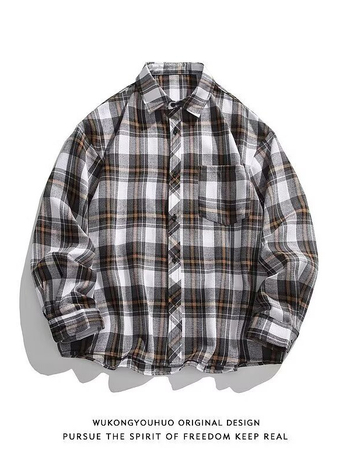 Särk ruudulise mustriga, laper-kaelaga särk, pikad varrukad, vaba lõikega (puuvillase segust materjal)