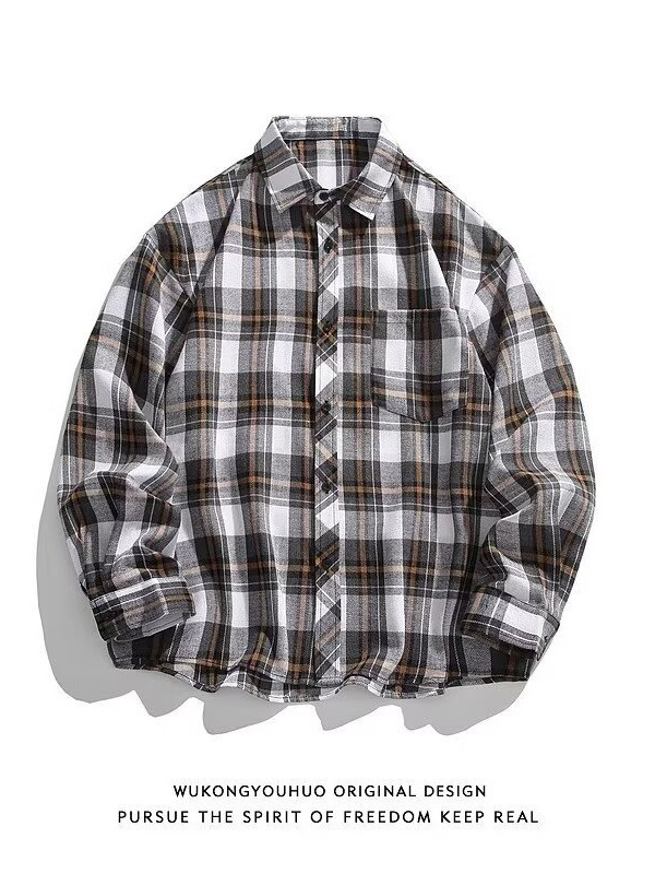 Särk ruudulise mustriga, laper-kaelaga särk, pikad varrukad, vaba lõikega (puuvillase segust materjal)