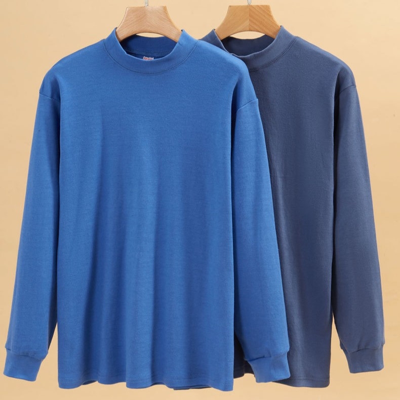 Vīriešu rudens krekls no 100% kokvilnas, ar pusi turtleneck, vienslāņu, bieza auduma