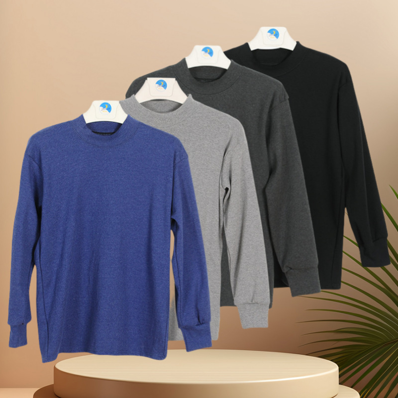 Vīriešu rudens krekls no 100% kokvilnas, ar pusi turtleneck, vienslāņu, bieza auduma