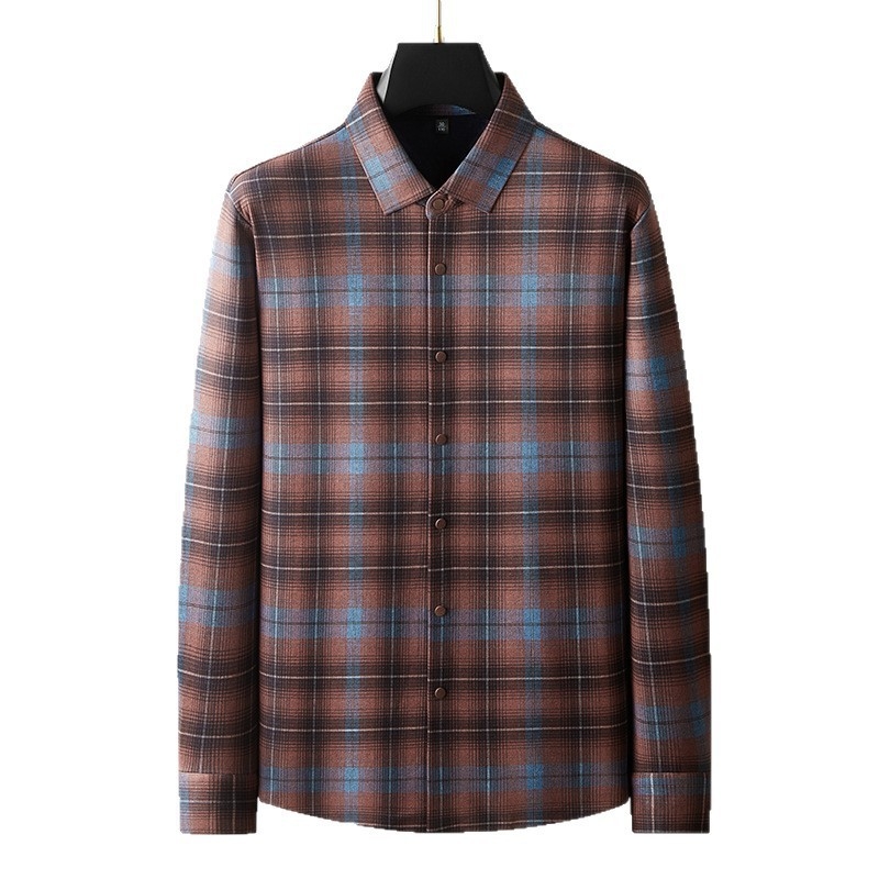 Meeste pikkade varrukatega särk, ruuduline muster, fleece vooder, ruudukujuline krae, vaba lõige, 92% polüester