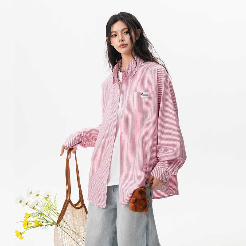 Liinist triibuline särk, pikkade varrukatega, vaba lõige, igapäevane stiil