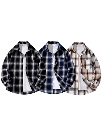 Särk-jakk ruudulise mustriga, Korea stiilis vaba lõikega, polüester 91–95%