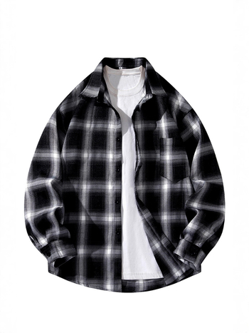 Särk-jakk ruudulise mustriga, Korea stiilis vaba lõikega, polüester 91–95%