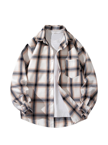 Särk-jakk ruudulise mustriga, Korea stiilis vaba lõikega, polüester 91–95%