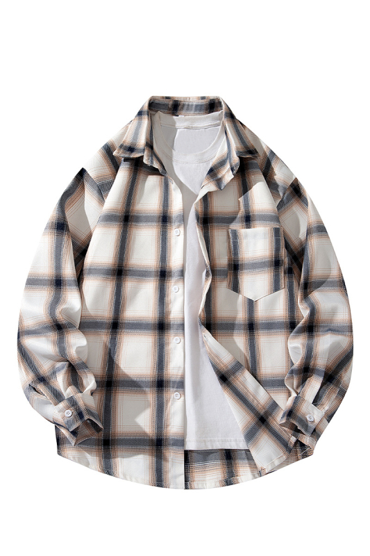 Särk-jakk ruudulise mustriga, Korea stiilis vaba lõikega, polüester 91–95%