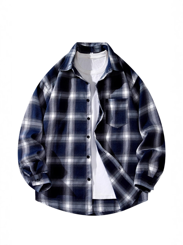 Särk-jakk ruudulise mustriga, Korea stiilis vaba lõikega, polüester 91–95%