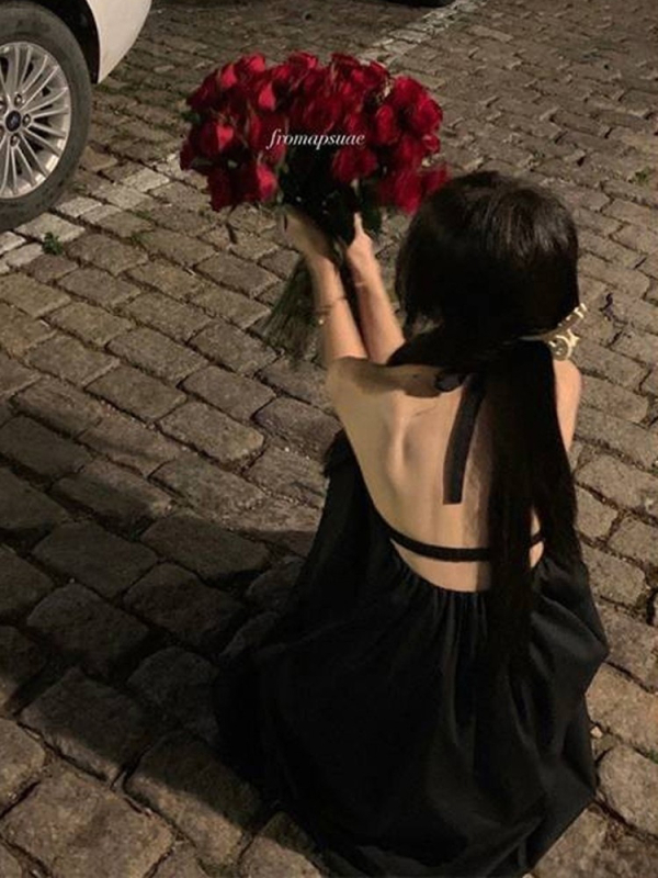 Halter haljina s otvorenim leđima, duga vila suknja, poliester, bez rukava