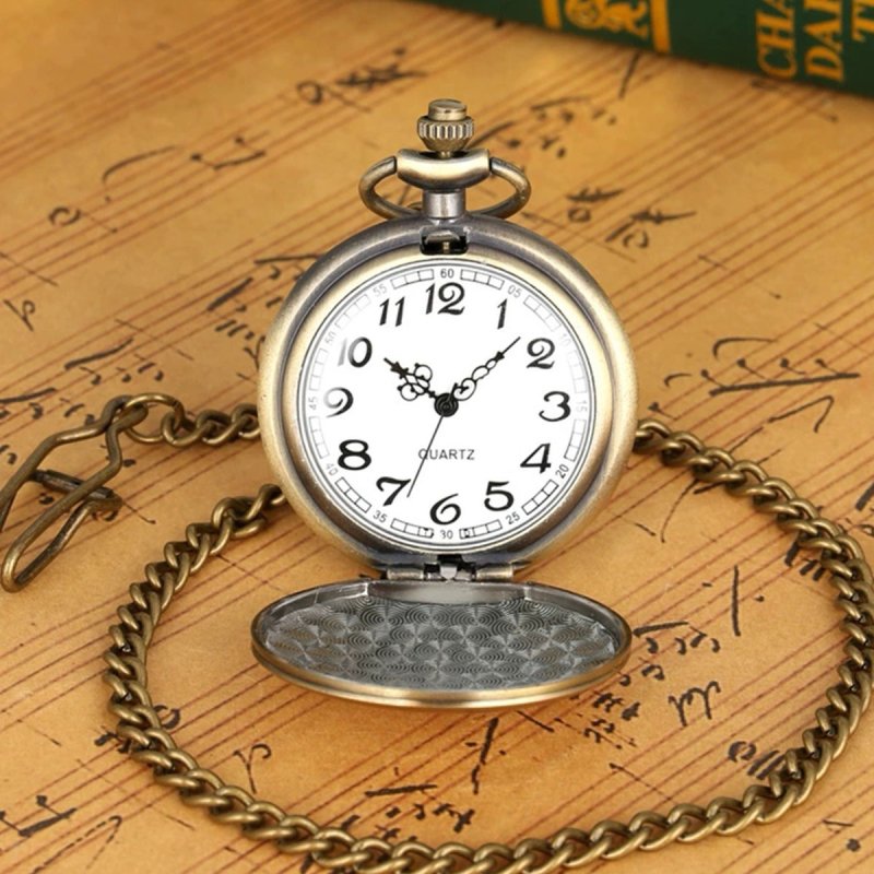 Preklopni džepni sat s poklopcem, klasičan retro dizajn, kvarcni mehanizam Z618, moguć ispis logotipa, kazaljke s tri ručice